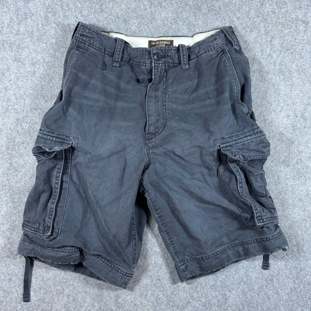 Abercrombie & Fitch Cargo Shorts Mens 29 Black Faded Distressed Paratrooper Y2K